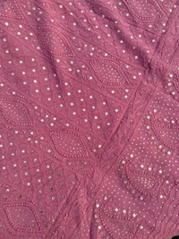 Onion Pink Chikankari Mukaish Viscose Unstiched Dress - Onion Pink