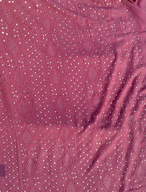 Onion Pink Chikankari Mukaish Viscose Unstiched Dress - Onion Pink