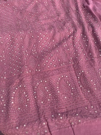 Onion Pink Chikankari Mukaish Viscose Unstiched Dress - Onion Pink