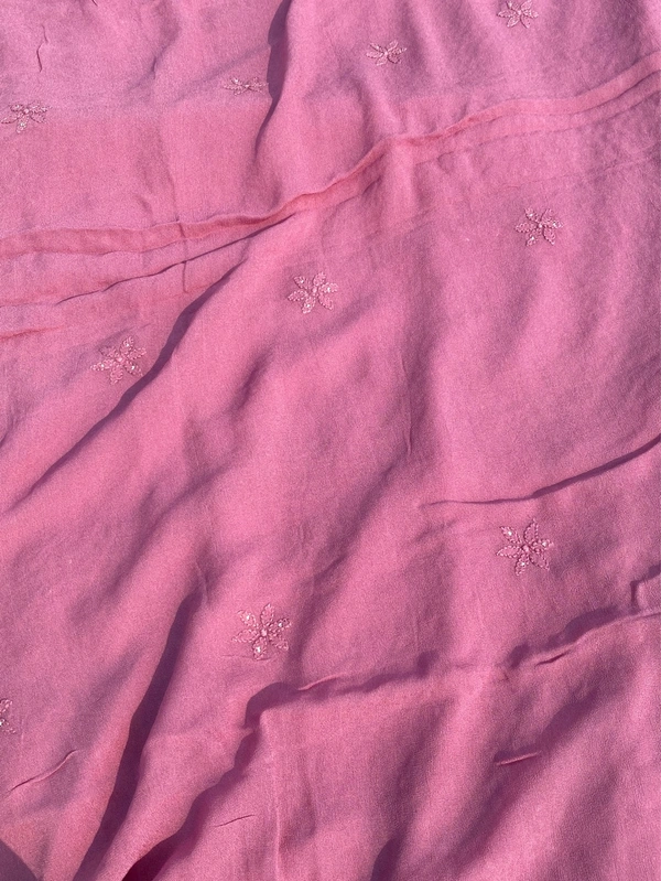 Onion Pink Chikankari Mukaish Viscose Unstiched Dress - Onion Pink