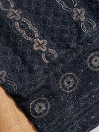 Black Chikankari Unstiched Dress Material - Black