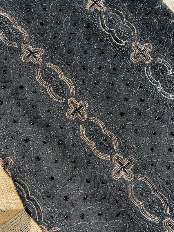 Black Chikankari Unstiched Dress Material - Black