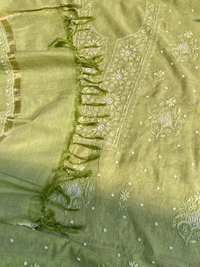 Pista Green Mul Chanderi Chikankari Unstiched Dress Material - Pista Green