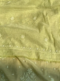 Pista Green Mul Chanderi Chikankari Unstiched Dress Material - Pista Green