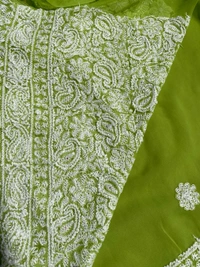 Green Chikankari Georgette Unstiched Dress - Green