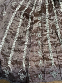 Metallic Coffee Brown Chikankari Tissue Gown Set