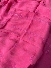 Rani Pink Chikankari Mukaish Unstiched Dress - Rani Pink