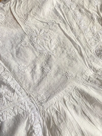 Off White Chikankari Semi-Stitched Gown With Dupatta