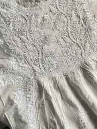 Off White Chikankari Semi-Stitched Gown With Dupatta
