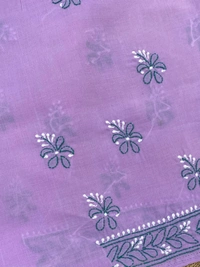 Purple Chikankari Unstiched Cotton Dress Material - Purple