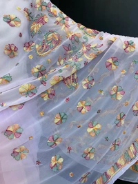 Pink Chikankari Multi Embroidered Saree - Pink