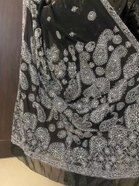 Black Chikankari Mukaish Embroidered Saree - Black