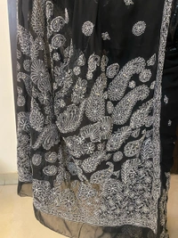 Black Chikankari Mukaish Embroidered Saree - Black