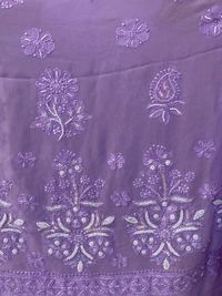 Lilac Chikankari Viscose Georgette Heavy Saree - Mauve