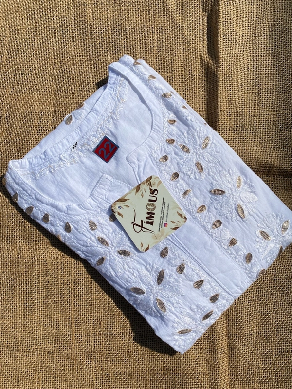 Nanhi Pari - White Chikankari Gotapatti Mulmul Kidswear Set - 18