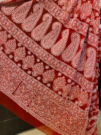 Red Chikankari Full Jaalwork Georgette Saree - Red