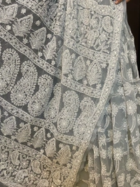 Grey Chikankari Full Jaalwork Georgette Saree - Grey