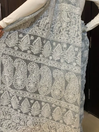 Grey Chikankari Full Jaalwork Georgette Saree - Grey