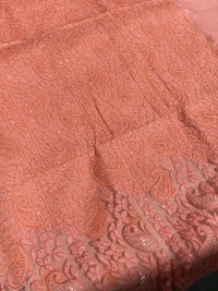 Naaz Chikankari Netpatch Unstiched Kurta - Peach