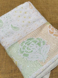 White Chikankari Multi Zardozi Unstiched Dress
