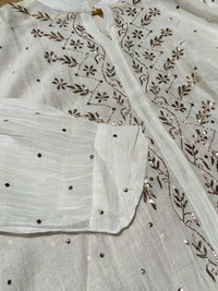 Roohani White Mukaish Semi Stiched Coord Set