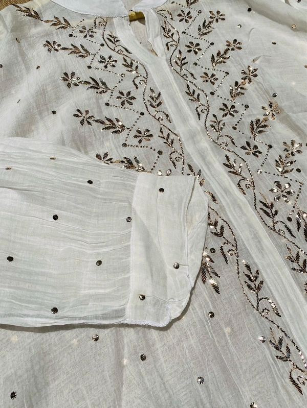 Roohani White Mukaish Semi Stiched Coord Set