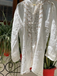 Roohani White Mukaish Semi Stiched Coord Set