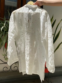 Roohani White Mukaish Semi Stiched Coord Set