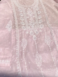 Soft Pastels Mul Chanderi Unstiched Kurta Dupatta - Powder Rose Pink