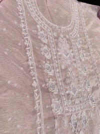 Soft Pastels Mul Chanderi Unstiched Kurta Dupatta - Powder Rose Pink