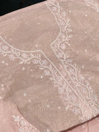 Soft Pastels Mul Chanderi Unstiched Kurta Dupatta - Soft Peach Blush