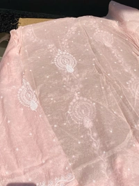 Soft Pastels Mul Chanderi Unstiched Kurta Dupatta - Soft Peach Blush