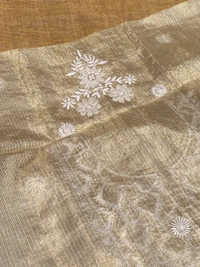 Pure Tissue Chikankari Unstiched Kurta Dupatta - Tussar