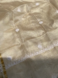 Pure Tissue Chikankari Unstiched Kurta Dupatta - Tussar
