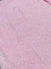 Pink Chikankari Jaalwork Viscose Unstitched Dress - Pink