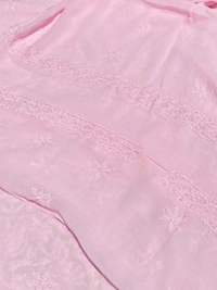 Pink Chikankari Jaalwork Viscose Unstitched Dress - Pink
