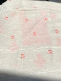 Noor-e-Mulmul Chikankari Unstiched Sets - White/Peach