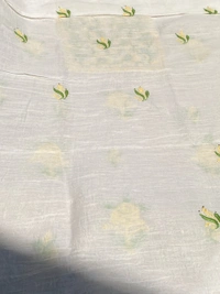 Noor-e-Mulmul Chikankari Unstiched Sets - White/greenlemon