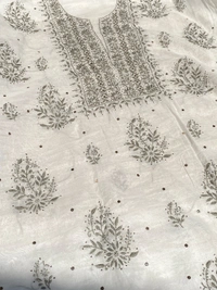 Noor-e-Mulmul Chikankari Unstiched Sets - Gray