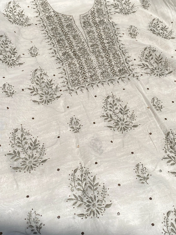 Noor-e-Mulmul Chikankari Unstiched Sets - Gray