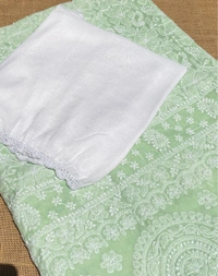Traditional Seagreen Chikankari Jaalwork Unstiched Dress - Pista Green