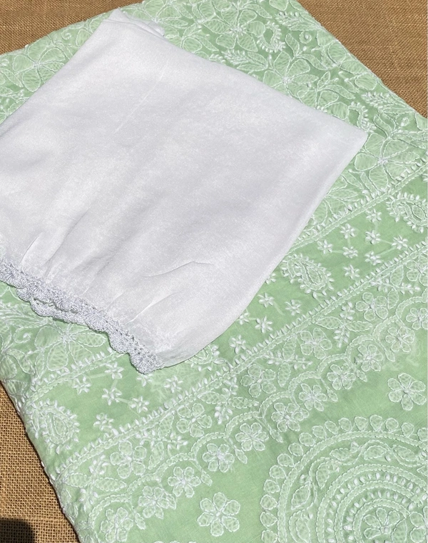 Traditional Seagreen Chikankari Jaalwork Unstiched Dress - Pista Green