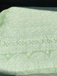 Traditional Seagreen Chikankari Jaalwork Unstiched Dress - Pista Green