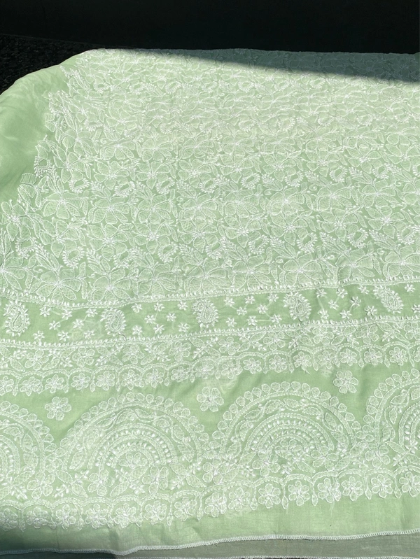 Traditional Seagreen Chikankari Jaalwork Unstiched Dress - Pista Green