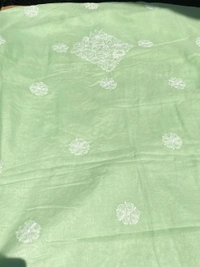 Traditional Seagreen Chikankari Jaalwork Unstiched Dress - Pista Green