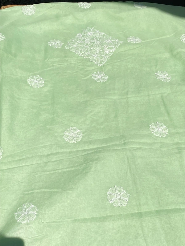 Traditional Seagreen Chikankari Jaalwork Unstiched Dress - Pista Green