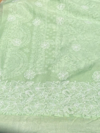 Traditional Seagreen Chikankari Jaalwork Unstiched Dress - Pista Green