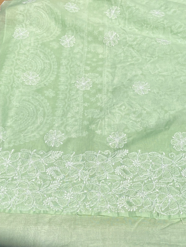Traditional Seagreen Chikankari Jaalwork Unstiched Dress - Pista Green