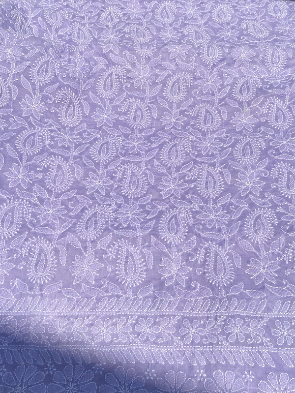 Traditional Purple Chikankari Jaalwork Unstiched Dress - Purple
