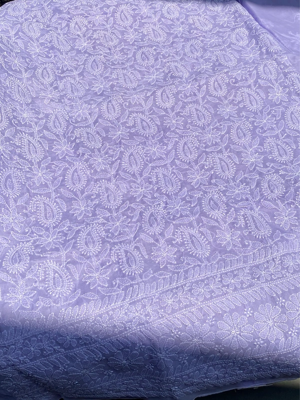 Traditional Purple Chikankari Jaalwork Unstiched Dress - Purple